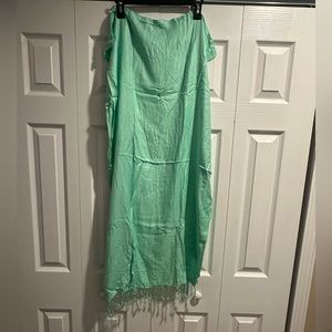 Mint fringe scarf